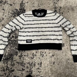 Ed Hardy Black and White Barbed Wire Sweater